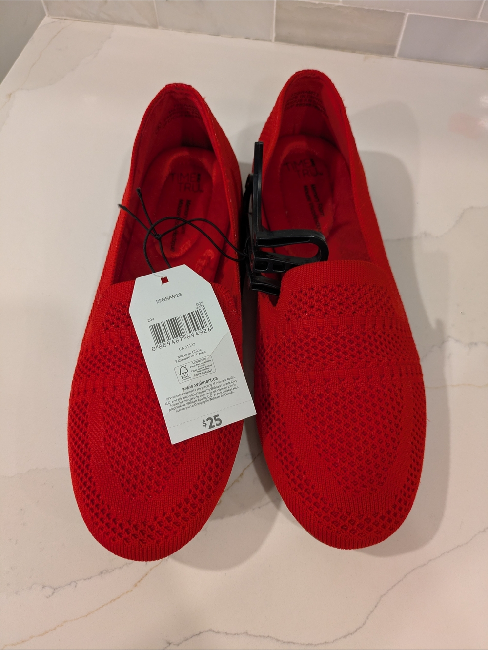 Time and Tru Red Knit Slip-On Flats